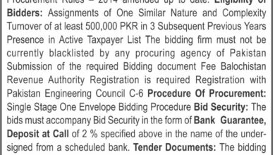 Kech District Tender 2026: Bids Due 2 November, Mazari Kahn